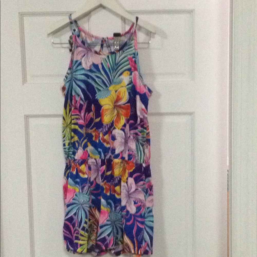 Floral romper with birds